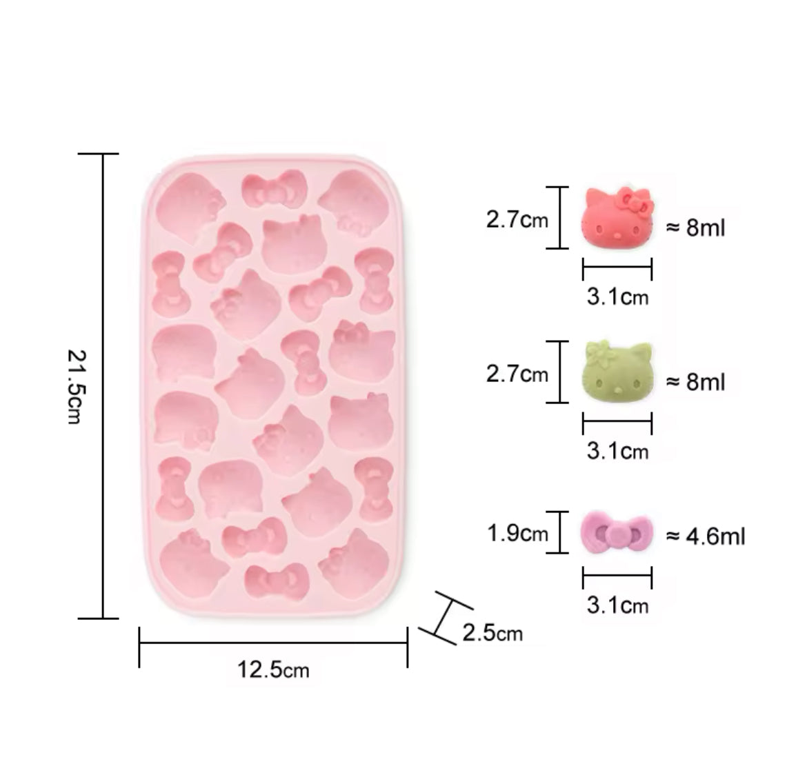Molde de silicona para hielo o reposteria hello kitty
