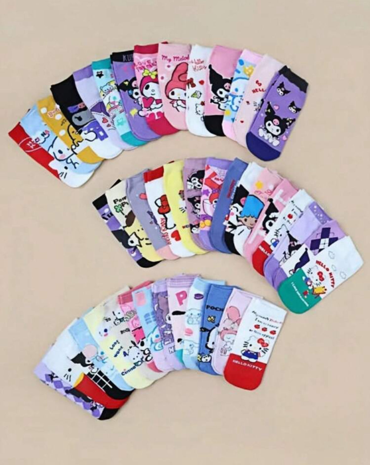 15 pares de soquetes sanrio