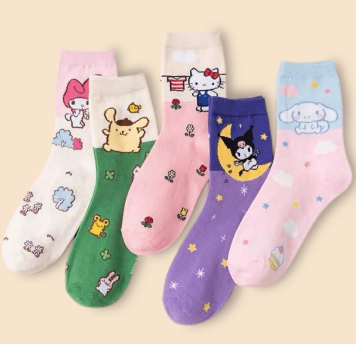 Pack medias sanrio 5 unidades