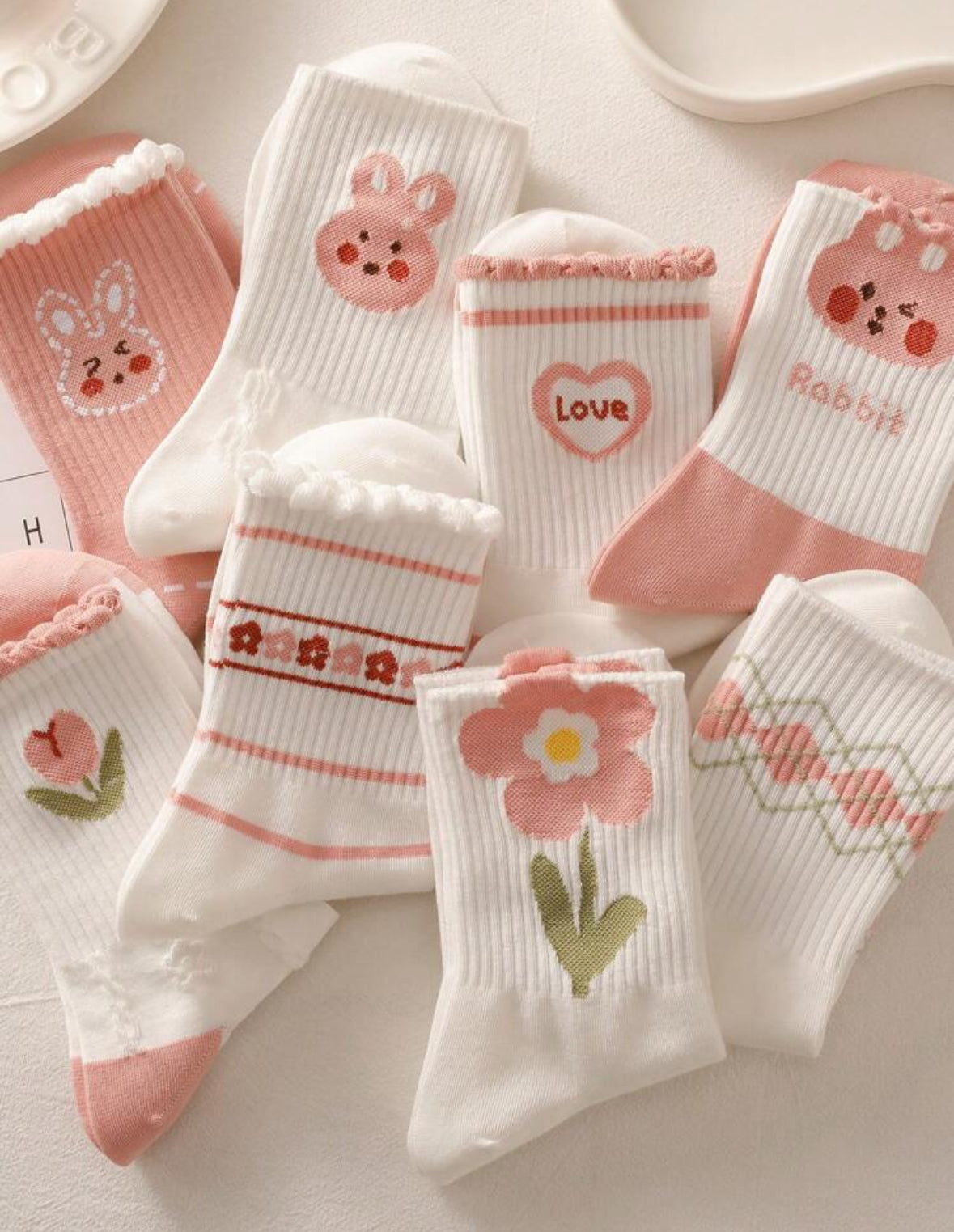 Pack 8 medias rosas