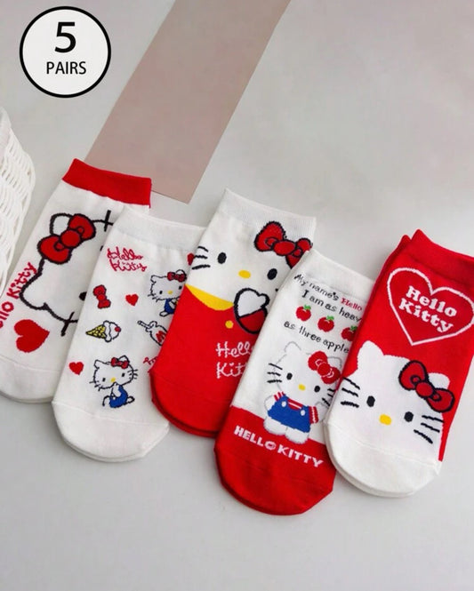 5 pares de medias hello kitty o hangyodon