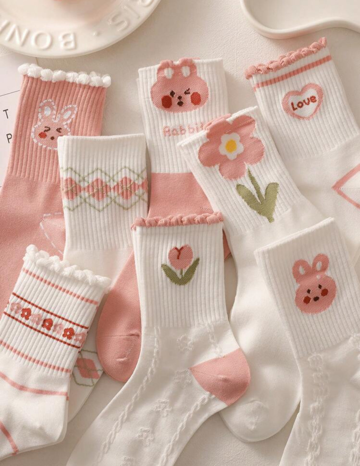 Pack 8 medias rosas