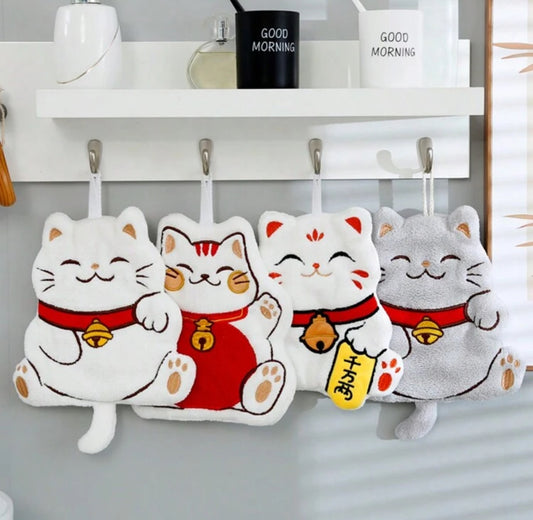 Toalla de manos gatitos de la suerte
