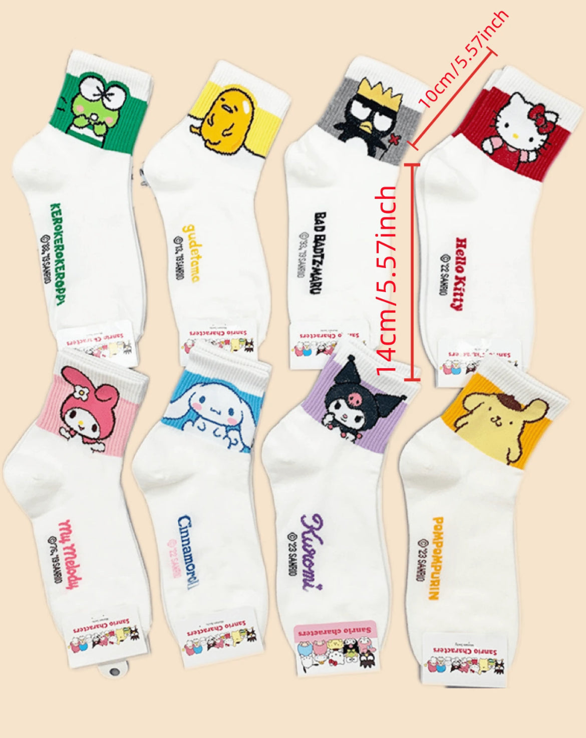 Pack 8 medias sanrio