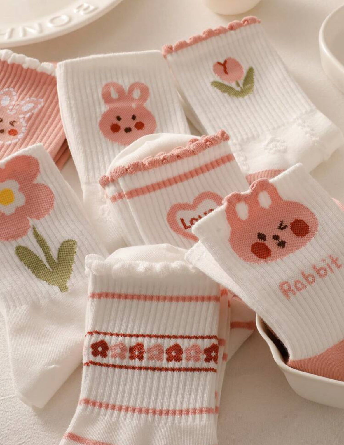 Pack 8 medias rosas