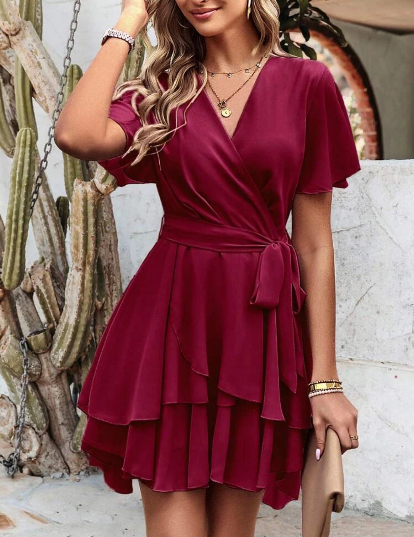 Vestido con mangas mariposa